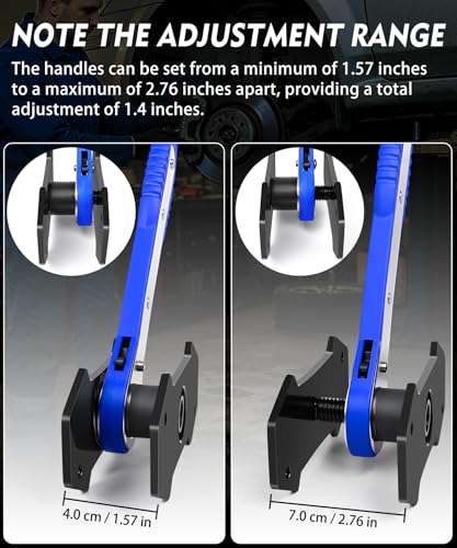 Brake Caliper Compression Tool,360° Swing Ratchet Switch With Additional 2 pcs Large Steel Plate and 2 Hooks&Nylon Grip Work Gloves for Single/Twin/Quad Piston,Disc Brake Repair/Car,Truck,SUV(Blue)