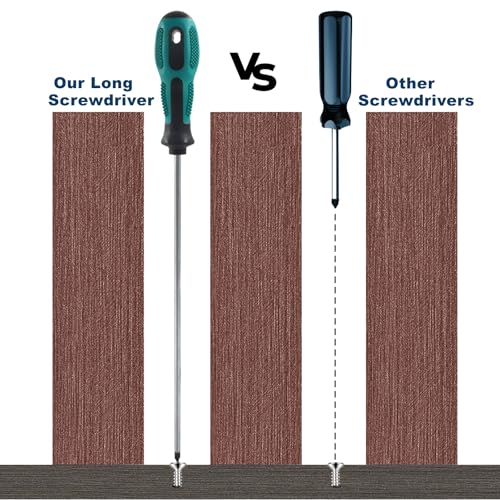 12-Inch Extra Long Slotted & Phillips Screwdriver Set, PH2 Magnetic Tip Flat Blade Cross-head Screwdrivers with Green Rubber Handle (2-Pack) - size: Slotted & Phillips (Green)