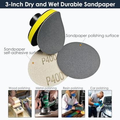 78Pcs Headlight Restoration Kit,3 Inch Drill Polishing Kit, Wet Dry Sandpaper Drill Sanding Attachment with Buffing Pads for Car Polish,Resin Polish Rotary Tools Attachment (3 Inch 78Pcs)