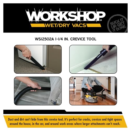 WORKSHOP Wet/Dry Vacs WS12502A 1-1/4-in. Crevice Tool Vacuum Attachment | Reaches into Tight Spaces and Crevices, For WORKSHOP Shop Vacuum Cleaners, Fits 1-1/4-inch Extension Wands and Hoses - size: 1-1/4"