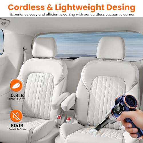 Portable Car Vacuum Cordless Mini Handheld Vacuums Cleaner Rechargeable with LCD Display and Multi-Nozzles, High Power Hand held Cleaners for Car, Home, Office, Sofa, Pet Hair,Keyboard