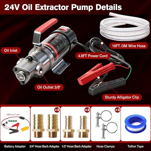 Engine Oil Transfer Pump, Electric Oil Pump with Battery Adapter for Dewalt 20V Batteries, 3.2GPM High Flow Fluid Transfer Pump, Oil Change Pump Extractor for Engine Oil, Gear Oil - color: with Hose+D Adapter