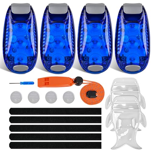 Nilight LED Safety Light 4PCS Blue Marine Navigation Bike Tail Lights Three Modes Waterproof Reflective Gear Clip On Flash Strobe Indicator Lamp for Night Boating Fishing Cycling Jogging - color: 3LED Safety Light-Blue