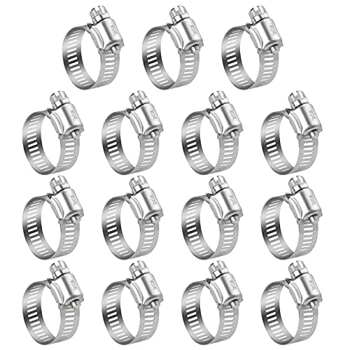 WINL Stainless Steel Hose Clamps - 15 PK Worm Gear Drive Hose Clamps SAE 20 Clamping Range 3/4'' to 1-3/4'' (20mm-44mm) for Automotive Plumbing, 3/4'', 1'', 1 1/4'', 1 1/2'' - size: SAE#20 (3/4" ~ 1-3/4")