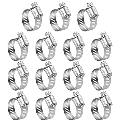 WINL Stainless Steel Hose Clamps - 15 PK Worm Gear Drive Hose Clamps SAE 20 Clamping Range 3/4'' to 1-3/4'' (20mm-44mm) for Automotive Plumbing, 3/4'', 1'', 1 1/4'', 1 1/2'' - size: SAE#20 (3/4" ~ 1-3/4")