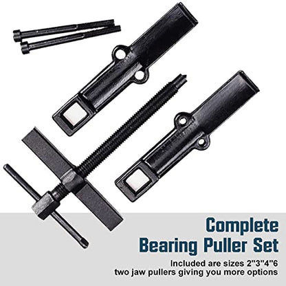XIIW 4 Bearing Puller Kit 2'' 3'' 4'' 6'' with 2 Jaws Pulley Puller Tool Adjustable | Chrome Vanadium Steel Bearing Gear Puller Set Hand Remover Tool Pump Pulley Remover for Wheel, Motorcycle, Bearings, Gears - size: 2-Jaw Bearing Puller 2'' 3'' 4'' 6''