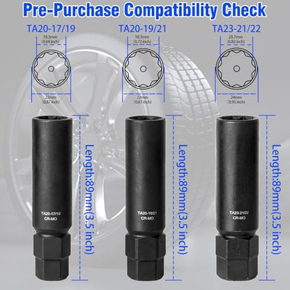 10 Spline Lug Nut Key Set | CR-MO Thick-Wall Design for Removal of Aftermarket, Compatible with Bimecc 10 spline lug nut bolts for cars, trucks & SUVs - size: 3 Pieces