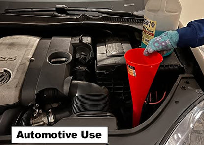 Long Neck Funnel, Oil Funnels for Oil Change, Long Funnels for Transmission Fluid, Automotive Funnel for Gas & Lubricants (12.0 Fluid Ounces, Red) - color: Red