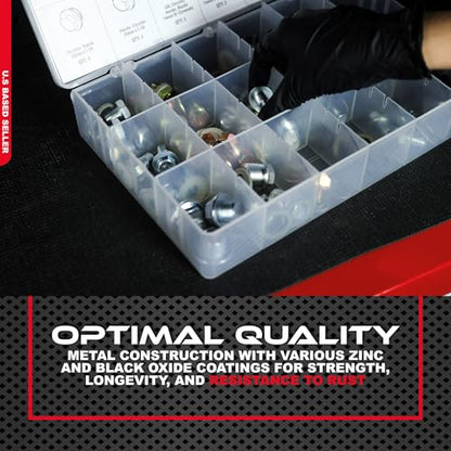 ABN Oil Drain Plug 76pc Assortment – SAE & Metric Drain Plugs & Washer Gasket Set Compatible with Jeep GM Ford Toyota