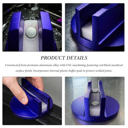 Universal Magnetic Jack Pad, 0.47" Width Slotted Jack Puck Heavy Duty Pinch Weld Frame Rail Protector, Aluminum Grooved Jacking Adapter Automotive Repair Accessories (Blue) - color: Blue