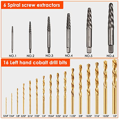 THINKWORK Broken Bolt Extractor Kit, 54 Pieces Easy Out Screw Extractor Set, Lug Nut Removal Tool with Left Hand Drill Bit Set for Removing Damaged, Frozen, Rusted, Rounded-Off Bolts, Nuts & Screws | for Damaged, Rusted, Rounded-Off, Stripped Fasteners, 6