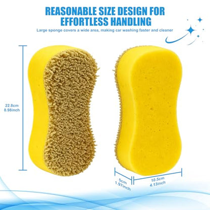 2Pack Large Car Wash Sponge - Car Cleaning Sponges for Car Cleaning, Kitchen, Bathroom and Household Cleaning - color: Yellow