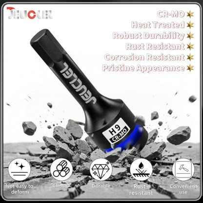 9mm Hex Impact Bit Socket, H9 1/2" Drive Allen Socket, Cr-Mo Steel | 3-Inch, Lengthen Hex Screwdriver Adapter for Electric Ratchet Wrenches Fastening Screws, Socket Wrench, Head Drill - size: 1PC | H9 9MM