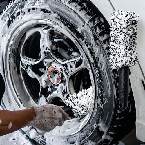 Car Wheel Cleaning Brush, Microfiber Wheel Rim Brush for Car Detailing, No Scratch Wheel Cleaner Brush with Comfortable Grip, for Cleaning Wheels, Rims, Tires, and Car Interior