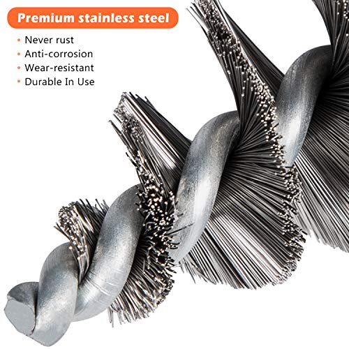 Injector Sleeve Cup/Seat/Bore Cleaning Brush Kit Replace AP0084 AP0085 3252 For 1994~2018 Ford Powerstroke 6.0L 6.4L 6.7L 7.3L / Caterpillar 3126 C7 C9 / Navistar/Maxxforce Stainless Steel (2 PCS)