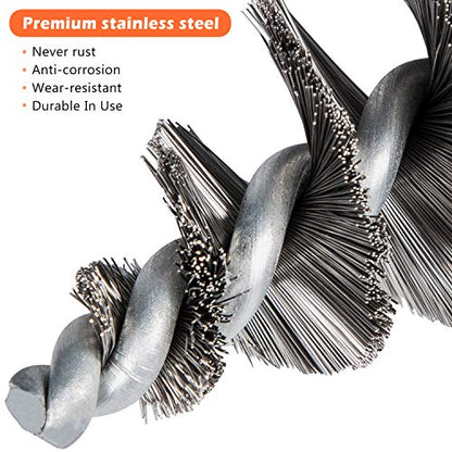 Injector Sleeve Cup/Seat/Bore Cleaning Brush Kit Replace AP0084 AP0085 3252 For 1994~2018 Ford Powerstroke 6.0L 6.4L 6.7L 7.3L / Caterpillar 3126 C7 C9 / Navistar/Maxxforce Stainless Steel (2 PCS)