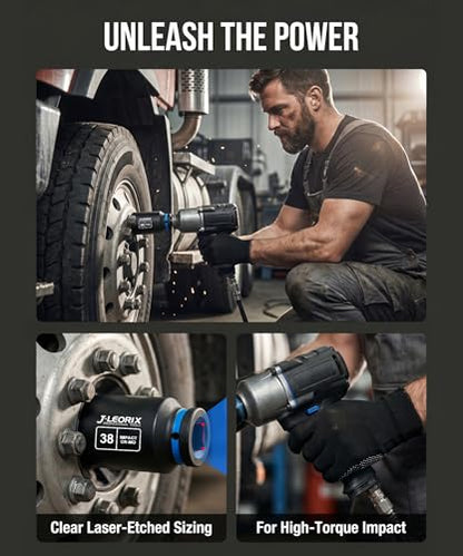 1/2" Drive Axle Nut Socket Set, 10PCS Metric Sockets 27-41mm | Heat Treated CR-MO, Deep Well Design, High Torque Impact Use, Truck Axles, Trailer Hubs, Wheel Bearing Service