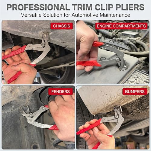 Car Clip Pliers - Auto Fastener Clip Removal Tool, Spring Loaded Panel & Trim Removal Pliers for Automotive Plastic Fasteners, Door Panels, Rivets & Interior Clips