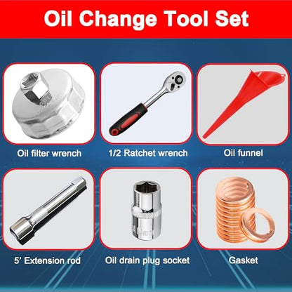 64.5MM Oil Filter Wrench Tool Kit for Nissan Altima Rogue Sentra Frontier Maxima Murano Versa Quest 370Z Juke Cube Kicks NV, Wrench + Socket + Gasket + Funnel