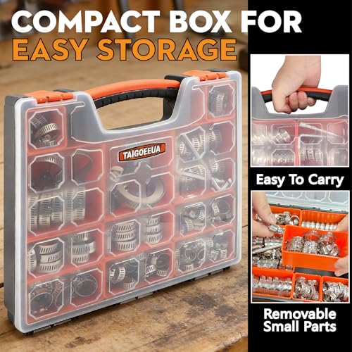 185PCS Stainless Steel Hose Clamp Assortment Kit + 10FT Metal Strap, 1/4"-2"(6-51mm) 304 Worm Gear Heavy Duty Clamps, Radiator Clamps for Automotive Fuel Line Plumbing, with 2 Tools & 8 Fasteners - size: 185 PCS +10FT Metal Strap + 8 Fasteners