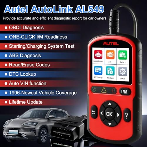 Autel AL549 OBD2 Scanner Code Reader with ABS Diagnostic & Battery Test, Enhanced Check and Reset Engine Fault Code, Live Data, Freeze Frame, CAN Car Diagnostic Scan Tool for All OBDII Car After 1996