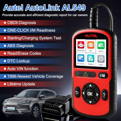Autel AL549 OBD2 Scanner Code Reader with ABS Diagnostic & Battery Test, Enhanced Check and Reset Engine Fault Code, Live Data, Freeze Frame, CAN Car Diagnostic Scan Tool for All OBDII Car After 1996