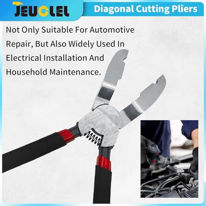 4PCS Electrical Disconnect Pliers, Electrical Connector Separator | Auto Pliers, Hose Clam, Terminal Removal, Fuel Line Disconnect, Diagonal Cutting Pliers, ‌Electrical Plug Pliers‌ Tool‌ Kit - size: 4Pcs（Black）