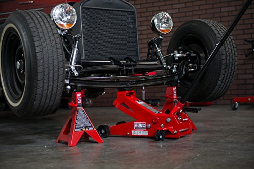 BIG RED T46202 Torin Steel Jack Stands: 6 Ton (12,000 lb) Capacity, Red, 1 Pair - size: 6 Ton, style: Basic Style