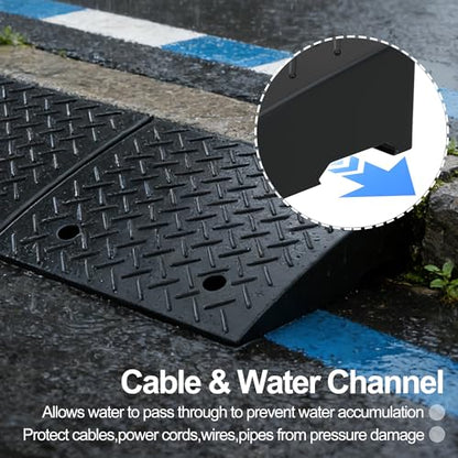 RELIANCER 2PCS Rubber Curb Ramps,6.3" Rise Height,5T Capacity Threshold Ramps for Loading Dock,Driveway Curb Ramp,Curbside Vehicle Ramp for Cars SUV Trucks Motorcycles Forklift Wheelchairs Lawn Mower - size: 6.3" Rise Height