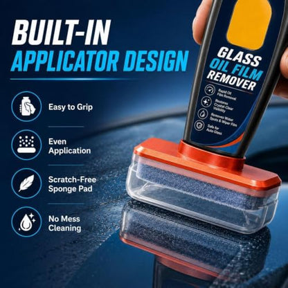 Windshield Oil Film Remover, Anti Rain Glass Cleaner Kit, Car Glass Cleaning Brush Tool, Water Spot Removal Cleaner, Auto Restoration Set for Safe Driving Water Spots 5.51x3.54in