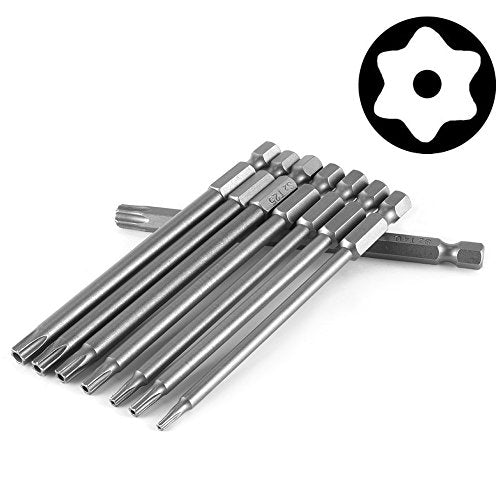 Yakamoz 8pcs 100mm Length 1/4 Inch Hex Shank Magnetic Torx Security Electric Screwdriver Bits Set - color: 8pcs/ 100mm