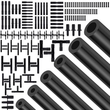 Silicone Vacuum Hose Kit, 5Ft 6PCS Vacuum Hose Automotive & 113PCS Vacuum Line Connectors, Multipurpose Vacuum Tubing for Variety Car Piping System, Max 130PSI, Automotive Replacement Vacuum Line Kit