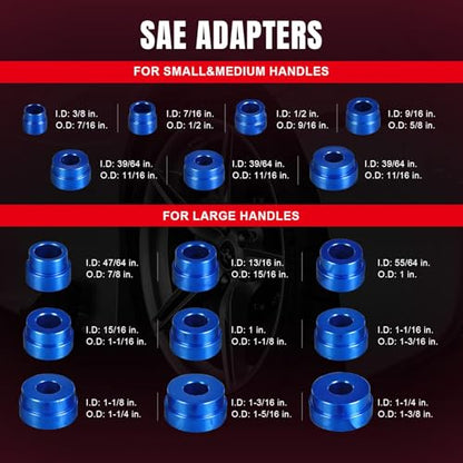 Big RED Bearing Press Kit, 33pc Bearing Race and Seal Driver Set with Metric SAE Adapters, Seal Driver Set with 3 Knurled Handles, Bushing Driver Set for Wheel Bearing Installation - color: Black