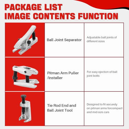 DASBET Ball Joint Separator Tool Kit Ball Joint Splitter Ball Joint Removal | Tie Rod Removal Tool Tie Rod Pitman Arm Puller for Front End Service on Most Cars, Trucks, ATVs