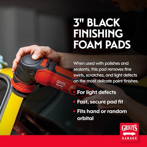 Griot's Garage 3" Black Foam Finishing Pads for Car Polishing and Detailing, Buffing Pads for Paint Correction and Sealant Application, 11274, Set of 3 - size: 3" Pads (Set of 3), style: 3" (Set of 3)