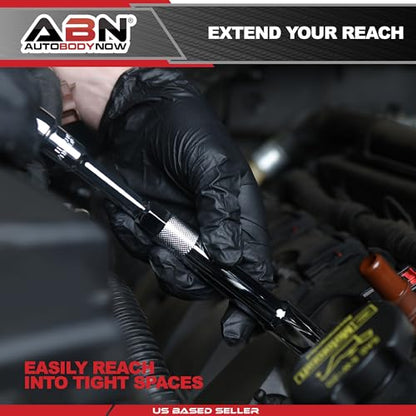 ABN Extra Deep Socket Set 5 Pieces - 3/8 Inch Drive Magnetic Grip Cr-V Deep Well Sockets - 6 Point 5/8 and 13/16in - 12 Point 14, 16 and 18mm
