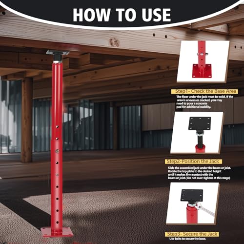 Floor Joist Jack, 19"- 36"(1'7"-3) Height Range Adjustable Floor Joist Jack House Jack Post,Telescoping Jack for Temporary Support for Leveling,4400 lbs Height Capacity(Each)-2Pack - size: 2PACK