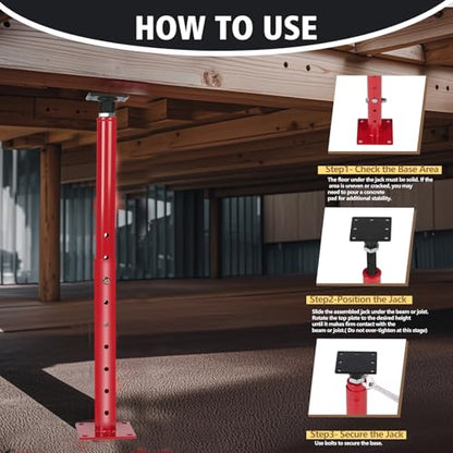 Floor Joist Jack, 19"- 36"(1'7"-3) Height Range Adjustable Floor Joist Jack House Jack Post,Telescoping Jack for Temporary Support for Leveling,4400 lbs Height Capacity(Each)-2Pack - size: 2PACK