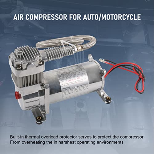 DICMIC 12V 444C 200 PSI Chrome Air Compressor for Auto/Motorcycle - size: 1Pc