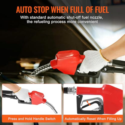 VEVOR Fuel Transfer Pump, 12V DC 10 GPM 1/4 HP, Portable Electric Diesel Transfer Pump with Automatic Shut-Off Fuel Nozzle, High Flow, Long Inlet & Outlet Hose for Diesel, Kerosene, Transformer Fuel - size: 12V 10GPM with Carry Case