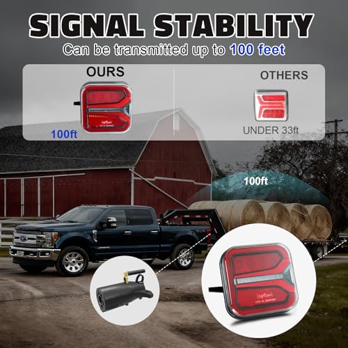 Agrieyes T327 Wireless Trailer Lights Kit, Rechargeable LED Magnetic Tow Light with Flashing Mode, Portable USB-C Tail Light Kit for Truck Camper Boat RV Turn Signal Brake Stop Running IP67 Waterproof - color: red