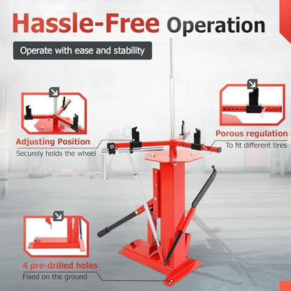 Multifunctional Manual Tire Changer for 4" to 16.5" Tires, Portable | Hand Bead Breaker Suitable for Motorcycles, Go-Karts, Trailers, Bikes, ATVs, Trucks Steel