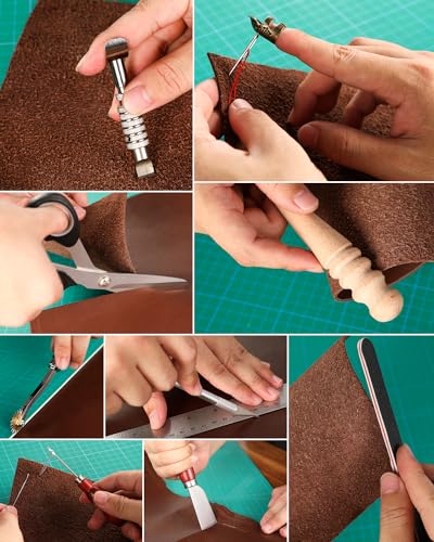 Nicpro 85PCS Leather Tooling Kit Leather Working Tools Kit with Custom Storage Bag, Adults Leather Making Craft Tools Beginner Kit for Stamping Sewing Carving Cutting Punching Leather Working - size: 85PCS