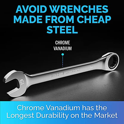 Ratcheting Wrench - Slim Profile - Ratchet Wrench, 19 mm Wrench Set - size: 19 mm