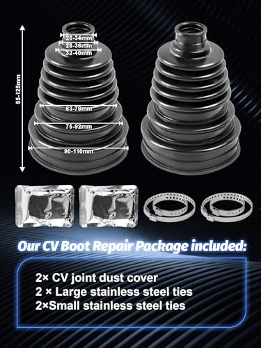 2PCS CV Axle Boot Repair Kit for 25-125mm Height | Fits Shaft Size 26mm-34mm CV Boot Repair Kit Tie Rod Boot for Most Vehicle,Silicone CV Joint Boot - size: 2PCS CV Boot