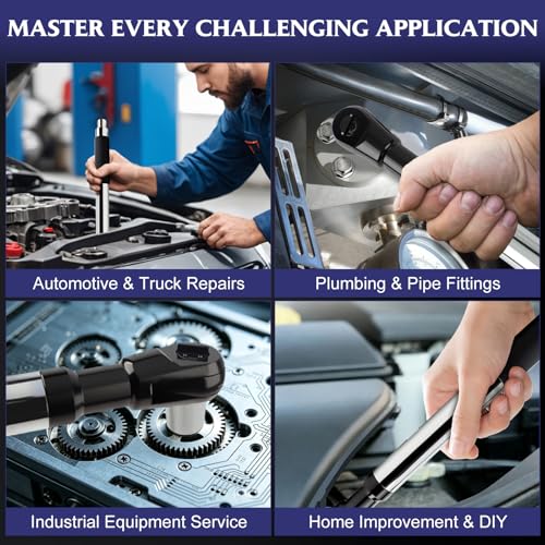 1/2" Drive Offset Extension Wrench for Drill, Heavy-Duty Ratchet Extender for Tight Spaces, Includes 1/4", 3/8", 1/2" Socket Adapters & Bit Holder for Auto Repair