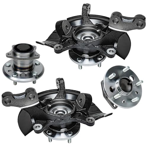 Detroit Axle - 2.4L 4pc Steering Knuckles Kit for 2004 Toyota Camry, 2 Front Steering Knuckles & Wheel Bearing Hubs 2 Rear Wheel Bearing and Hubs [Vehicle Built in USA, NON ABS] Replacement - size: 4UW48658/Kit