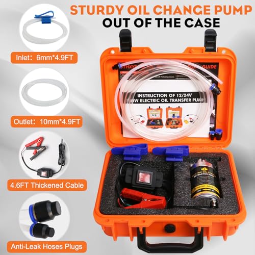12/24V 100W Electric Oil Change Extractor Pump, Fluid Transfer Pump for Boats, Cars, RVs, Trucks, Lawnmowers - color: Orange-A