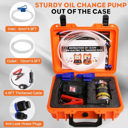 12/24V 100W Electric Oil Change Extractor Pump, Fluid Transfer Pump for Boats, Cars, RVs, Trucks, Lawnmowers - color: Orange-A