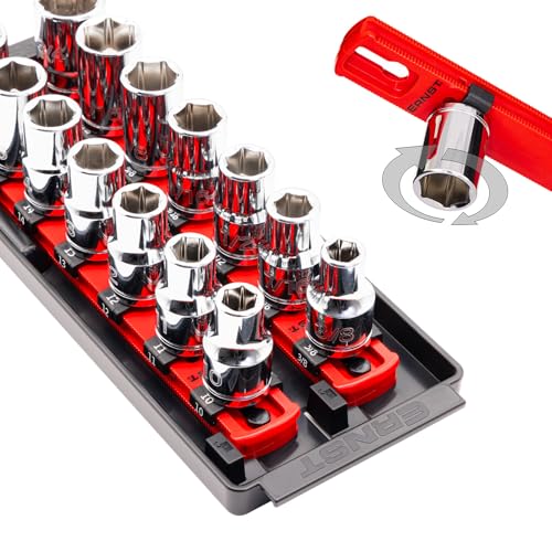 Ernst Manufacturing 8-Inch Socket Boss, 2-Rail Socket Tray, Red - 3/8" Drive Twist-Lock Organizer, Made in the USA - color: Red, size: 2-Rail, style: 3/8" Drive